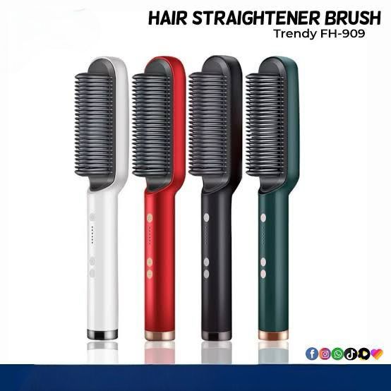 Hair Straightening Brush | Electric 2‑in‑1 Straightener & Curler | Heating Styling Comb | Quick 3‑Minute Styling