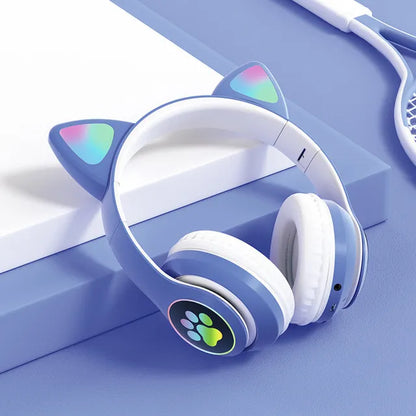 Cute LED Cat Ear Wireless Headphones