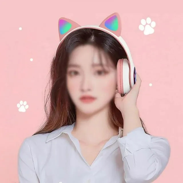 Cute LED Cat Ear Wireless Headphones