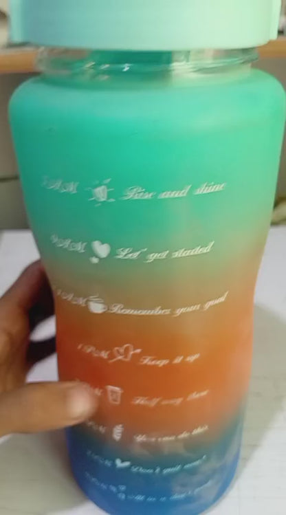 3-Piece Motivational Water Bottle Set with Time Markers & Straw